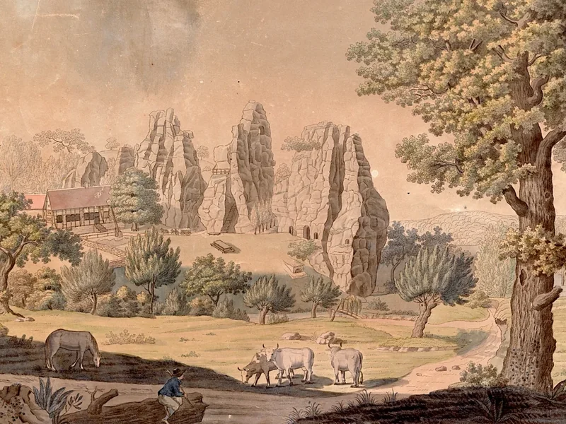 1793-Wilhelm Tegeler - Vista degli Externsteine ​​nel Principato di Lippe